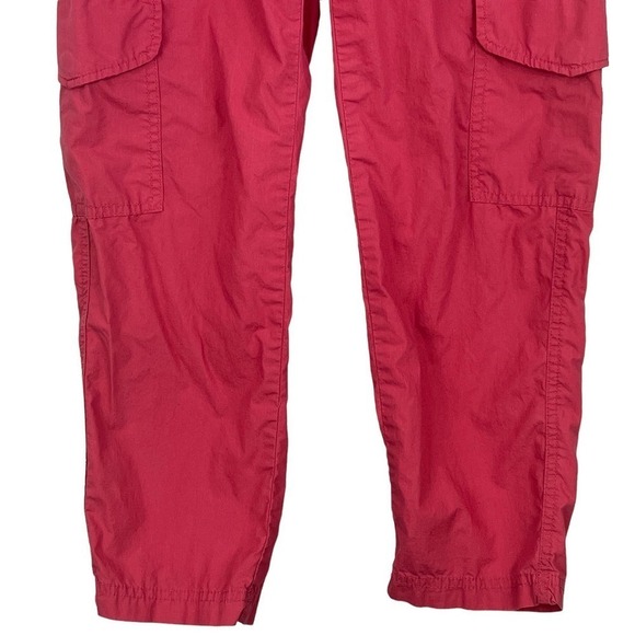LONDON JEAN FLAT FRONT LOW RISE TAPERED CROP COTTON CARGO PANT PINK SIZE 0 EUC - Picture 3 of 9